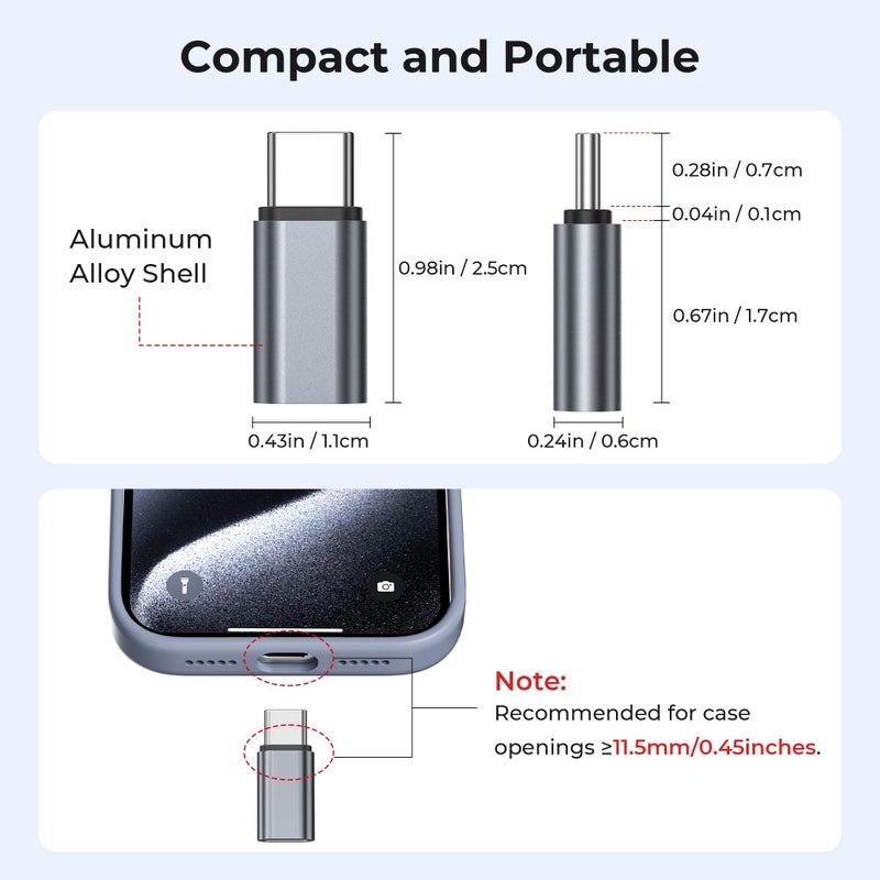 Basesailor USB Type C Extender Adapter 3Pack,100W PD USBC Male to Female Extension Converter,40Gbps USB4 Thunderbolt 4 3 Extended Connector for iPhone 17 16 Pro Max,MacBook,Otterbox Case,Samsung S25 - Image 4